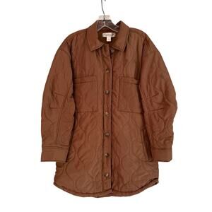 Saltwater Luxe Brown Quilted Shirt Jacket Small Lightweight Puffer Coat